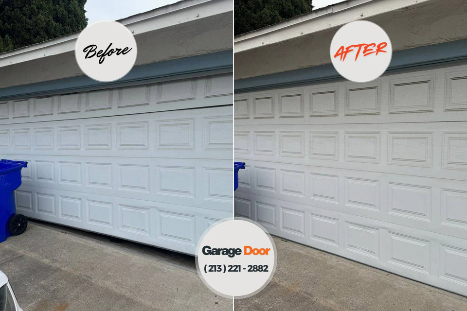 Before and after: garage door repair Reedsville, WI
